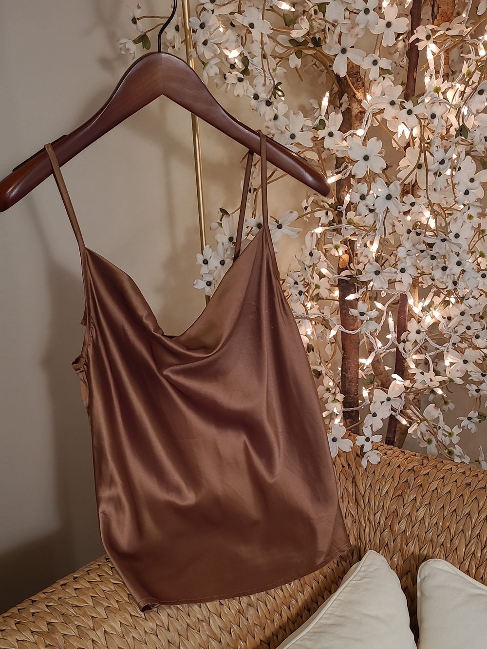 Rich Light Copper Brown Shiny Polyester Camisole NWT
